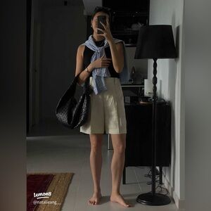 Japanese SARA SMAILE BELTED BERMUDA SHORTS KHAKI MADE IN KOREA